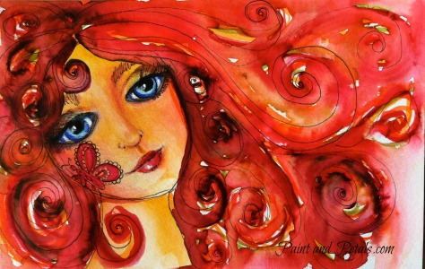 Watercolor marker art girl
